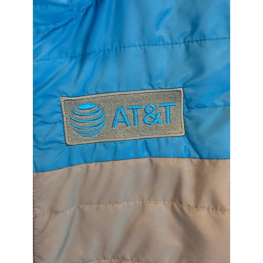 AT&T Sales Blue Gray Colorblock Puffer‎ Jacket Size Medium - Picture 5 of 9